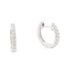 ORO LEONI White Gold/Diamond 14kt White Gold Diamond Huggie Earrings